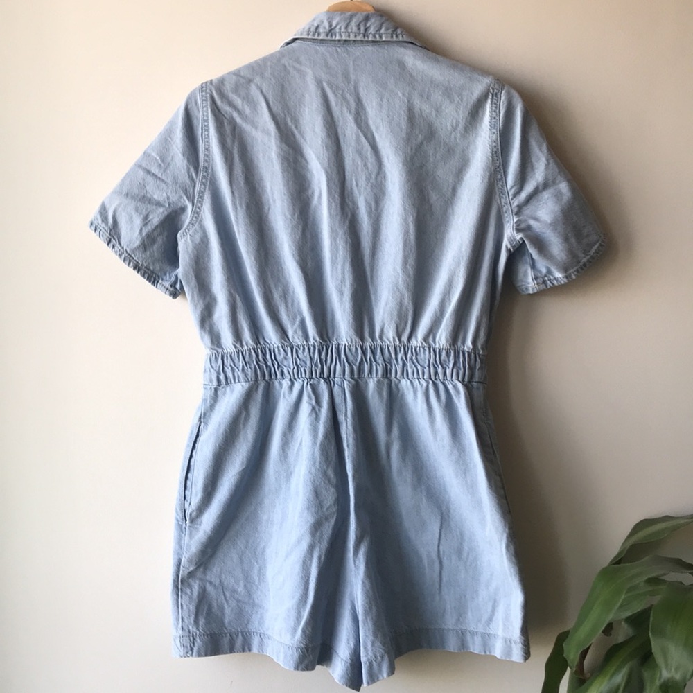 Rare Zara Light Wash Denim Jumpsuit L - Picture 7 of 13